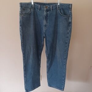 Carhartt Mens Plaid Flannel Lined Jeans B172 DST 46x32 Relaxed Fit